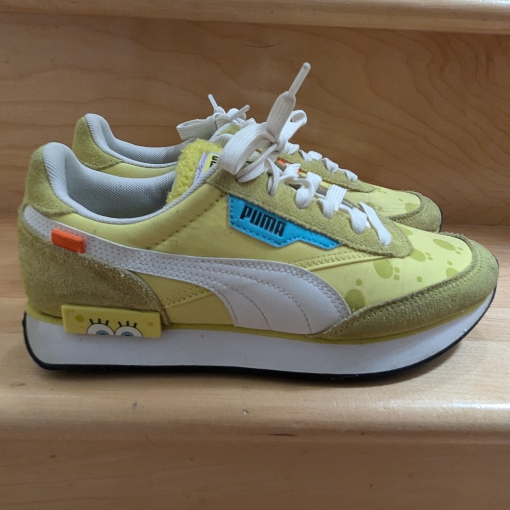 Puma Yellow Sneakers with SpongeBob Detail